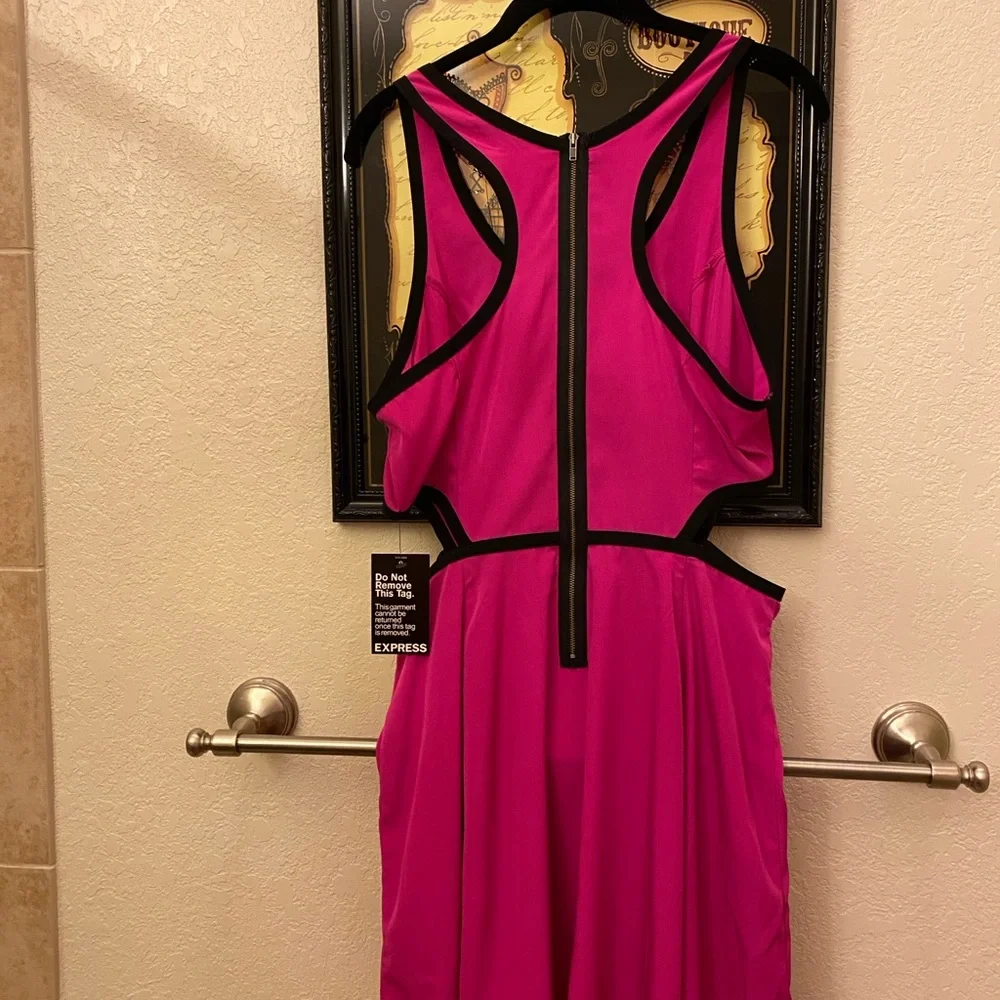 Express Fushia tank dress with cut out sides and zipper back. Size 10– NWT - Picture 5 of 8